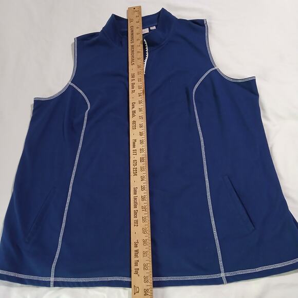 Quacker Factory 2X White 3/4 slv T-Shirt & Blue Full-Zip Bedazzled Vest 2 items! - Picture 11 of 15